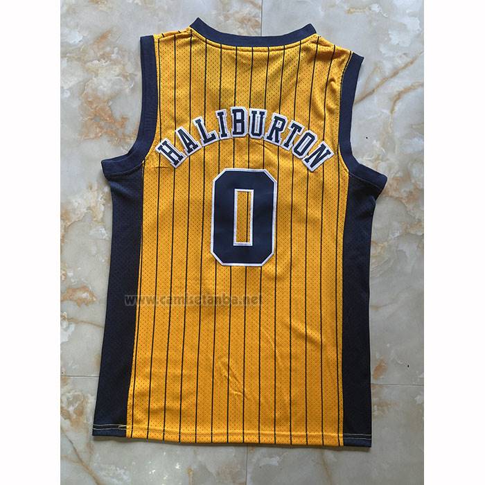 Camiseta Indiana Pacers Tyrese Haliburton NO 0 Mitchell & Ness 2020-21 Amarillo